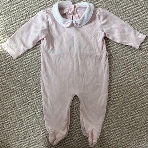 bella bliss Pale Pink Footed One-Piece with White Peter Pan Collar